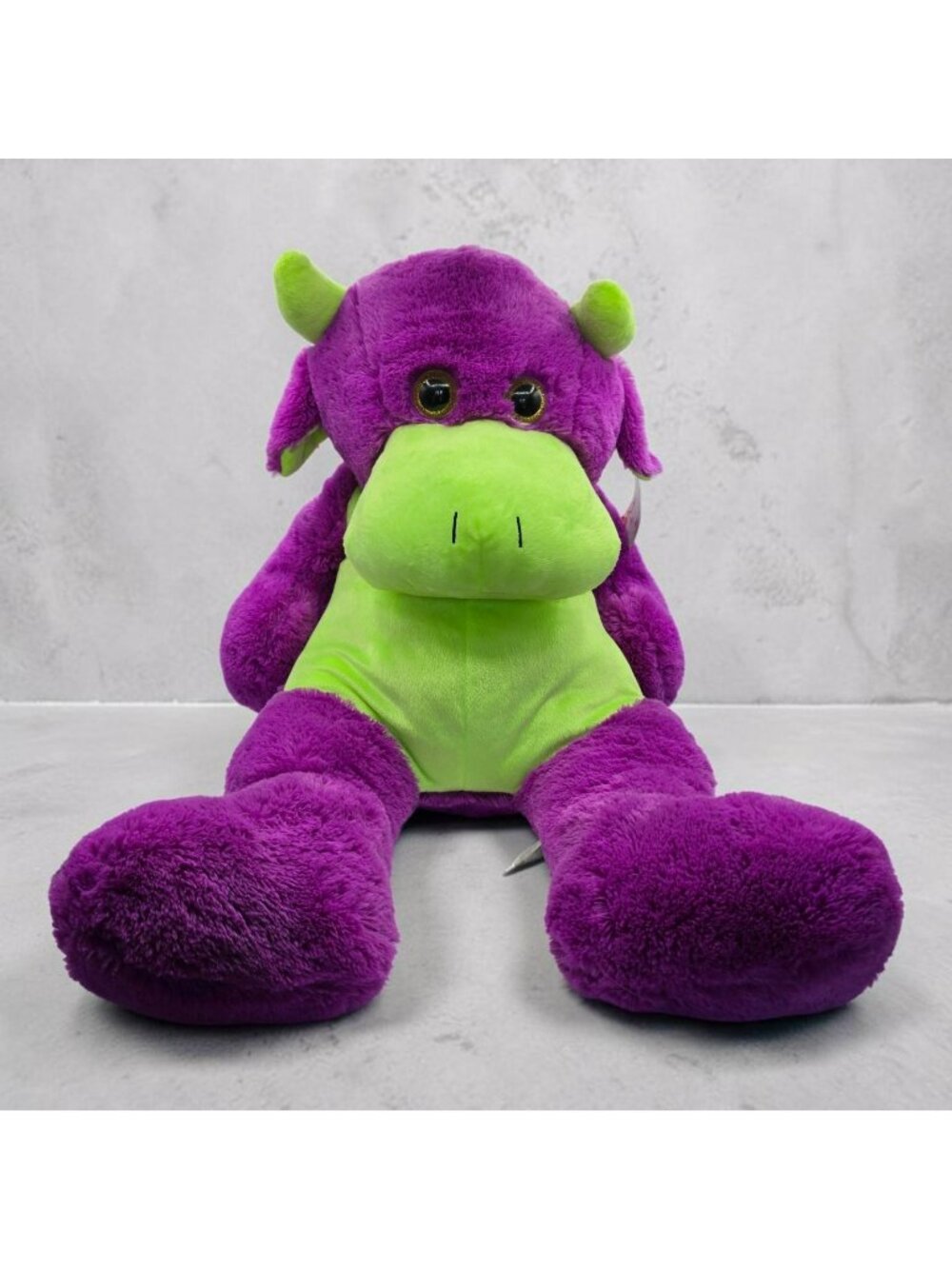 Purple & Green Plush Cow Stuffed Animal Toy Factory 2018 32" Soft Toy